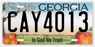 GA license plate CAY4013