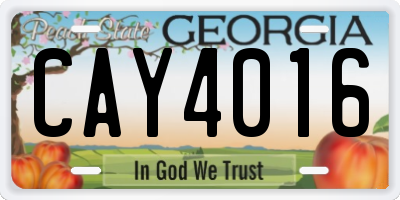 GA license plate CAY4016