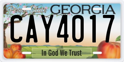 GA license plate CAY4017