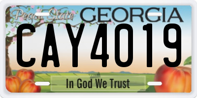 GA license plate CAY4019