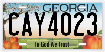 GA license plate CAY4023