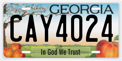 GA license plate CAY4024