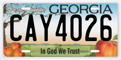 GA license plate CAY4026