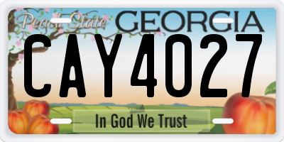 GA license plate CAY4027