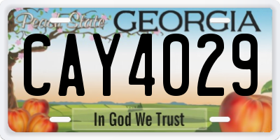 GA license plate CAY4029