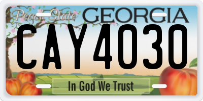 GA license plate CAY4030