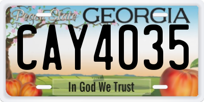 GA license plate CAY4035
