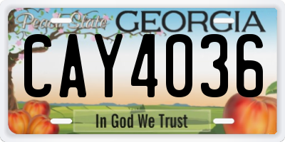 GA license plate CAY4036