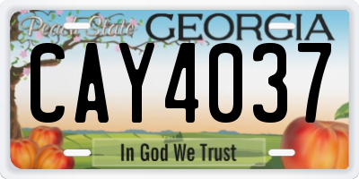 GA license plate CAY4037
