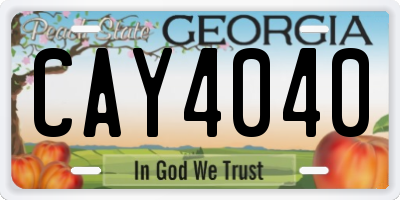 GA license plate CAY4040