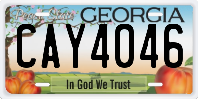 GA license plate CAY4046