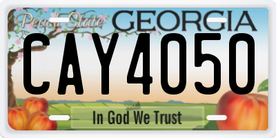 GA license plate CAY4050