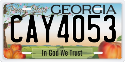 GA license plate CAY4053