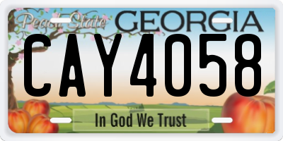 GA license plate CAY4058