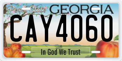 GA license plate CAY4060