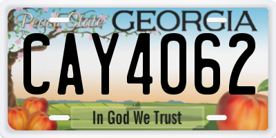 GA license plate CAY4062