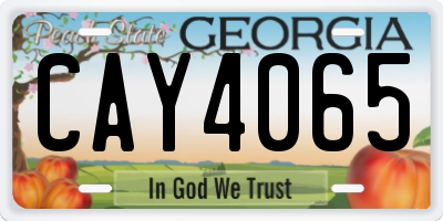 GA license plate CAY4065