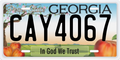 GA license plate CAY4067