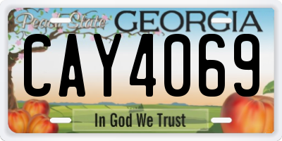 GA license plate CAY4069