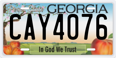 GA license plate CAY4076