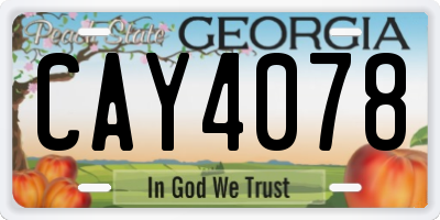 GA license plate CAY4078