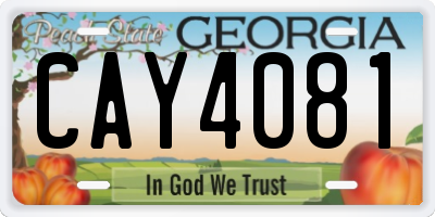 GA license plate CAY4081