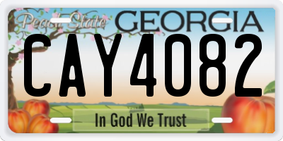 GA license plate CAY4082