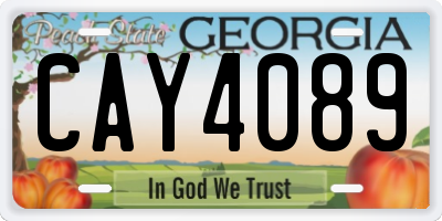GA license plate CAY4089