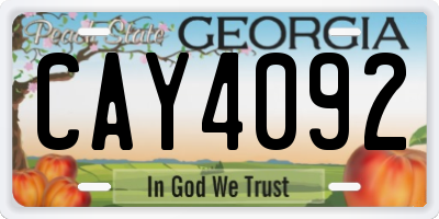 GA license plate CAY4092