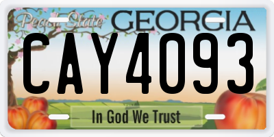 GA license plate CAY4093