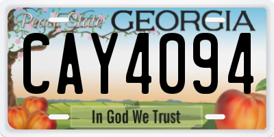 GA license plate CAY4094