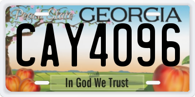 GA license plate CAY4096