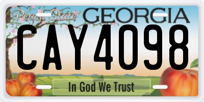 GA license plate CAY4098