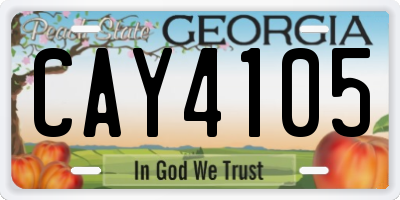 GA license plate CAY4105