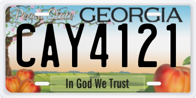 GA license plate CAY4121