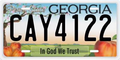 GA license plate CAY4122