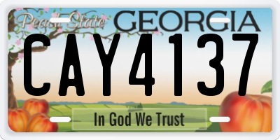 GA license plate CAY4137