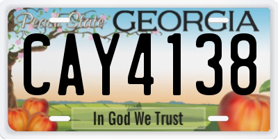 GA license plate CAY4138