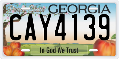 GA license plate CAY4139