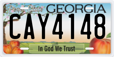 GA license plate CAY4148