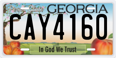 GA license plate CAY4160