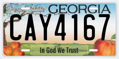 GA license plate CAY4167