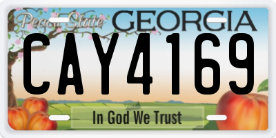 GA license plate CAY4169