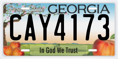 GA license plate CAY4173