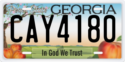 GA license plate CAY4180