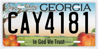 GA license plate CAY4181