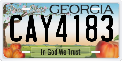 GA license plate CAY4183