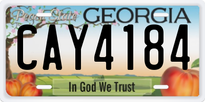 GA license plate CAY4184