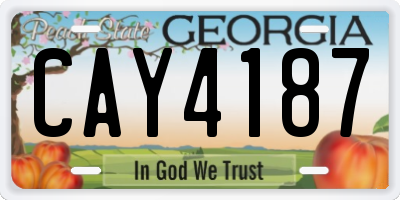 GA license plate CAY4187