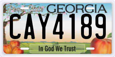 GA license plate CAY4189